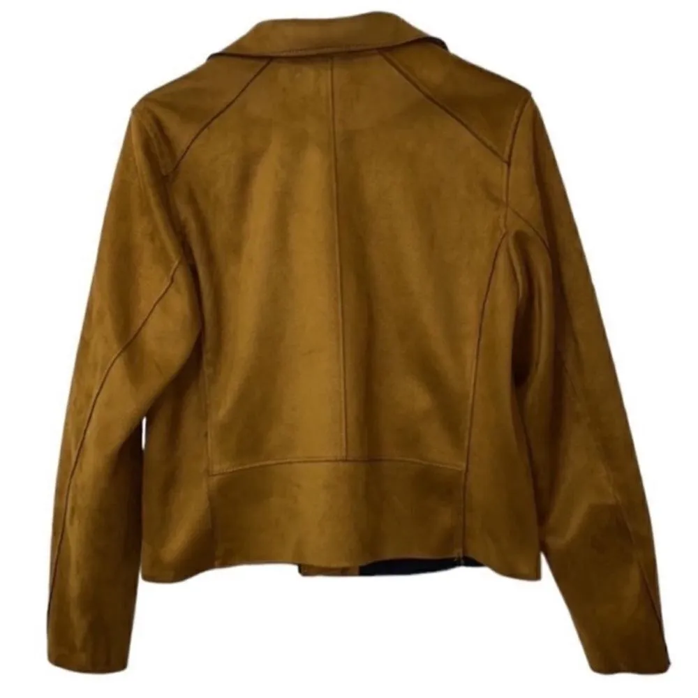 H&M Brown Biker Faux Suede Jacket(Size 8) - Image 2