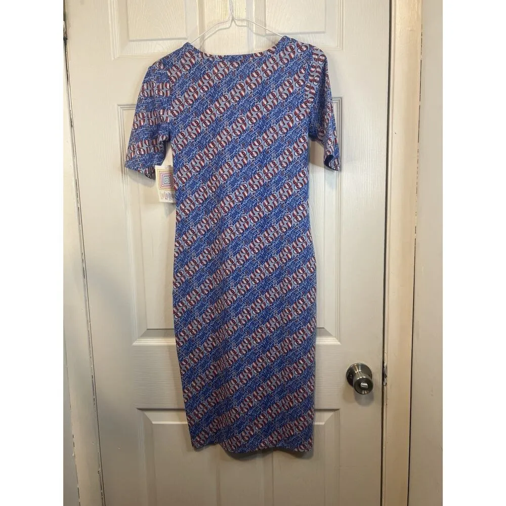 LuLaRoe Julia Women's Size XXS Half Sleeve Fourth Of July Themed Dress NWT - Image 7