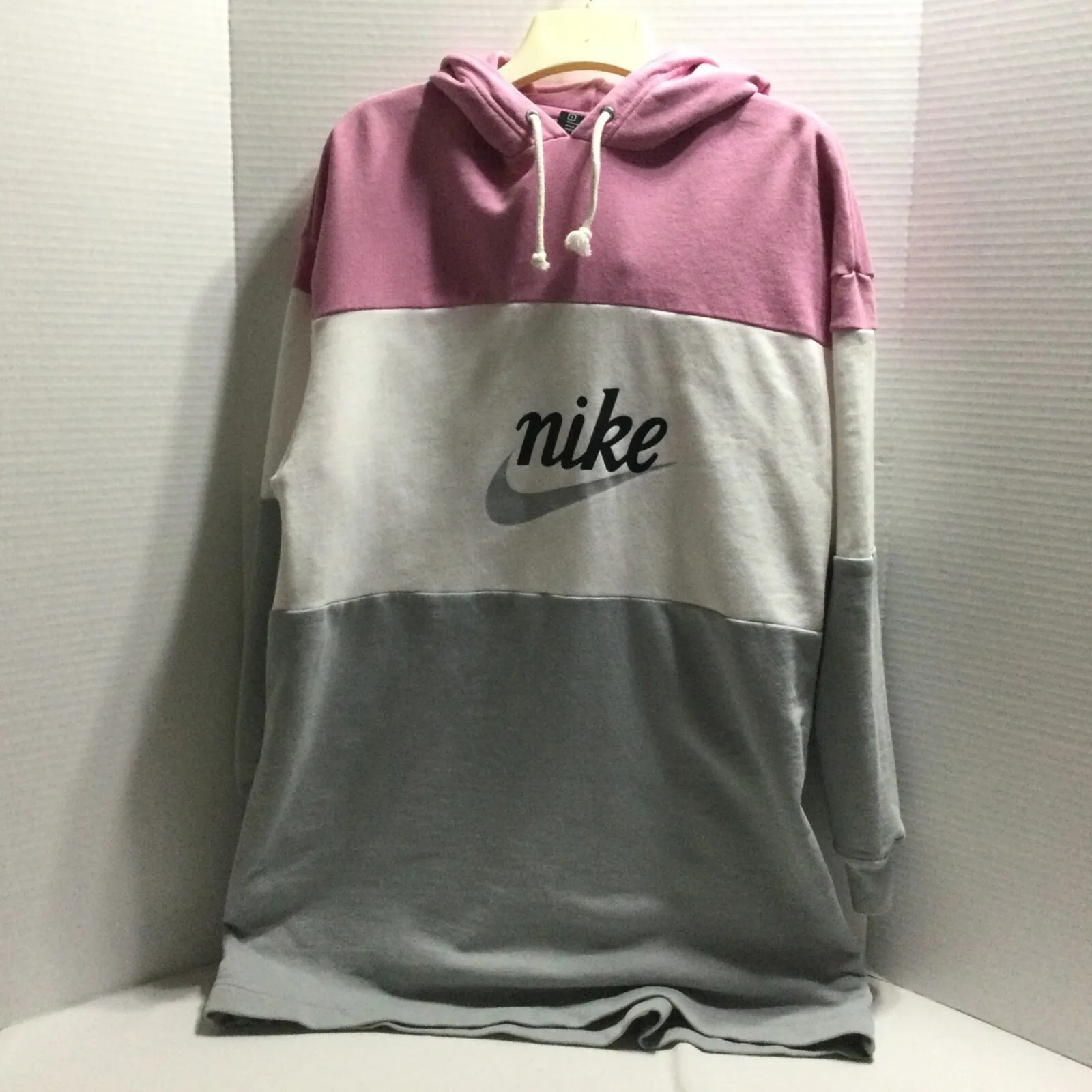Nike‎ Sweatshirt Hoodie Dress Size Small Petite Colorblock Pink Gray White New - Image 10