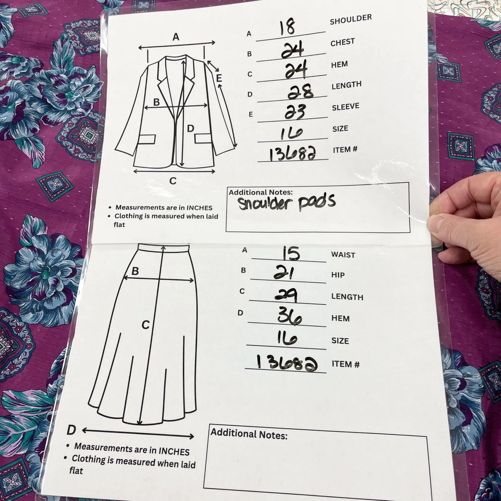 Vintage Pykettes Womens Two Piece Skirt Set Size 16 Floral 80s Floral Cottage Purple - Image 14