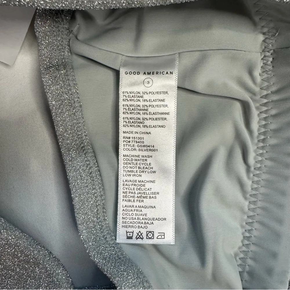 NWT Good American Size 3 L Silver Bandeau Bikini Top Sparkle Swim Maximalism - Image 4