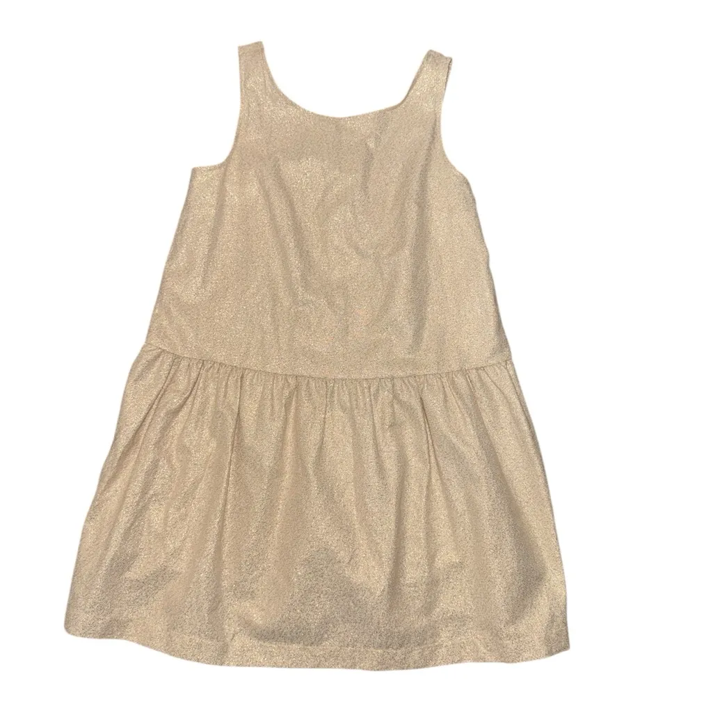 Sézane Lizzie Textured Jacquard Drop Waist Dress Gold Beige Size 36 (4-6) Small - Image 4