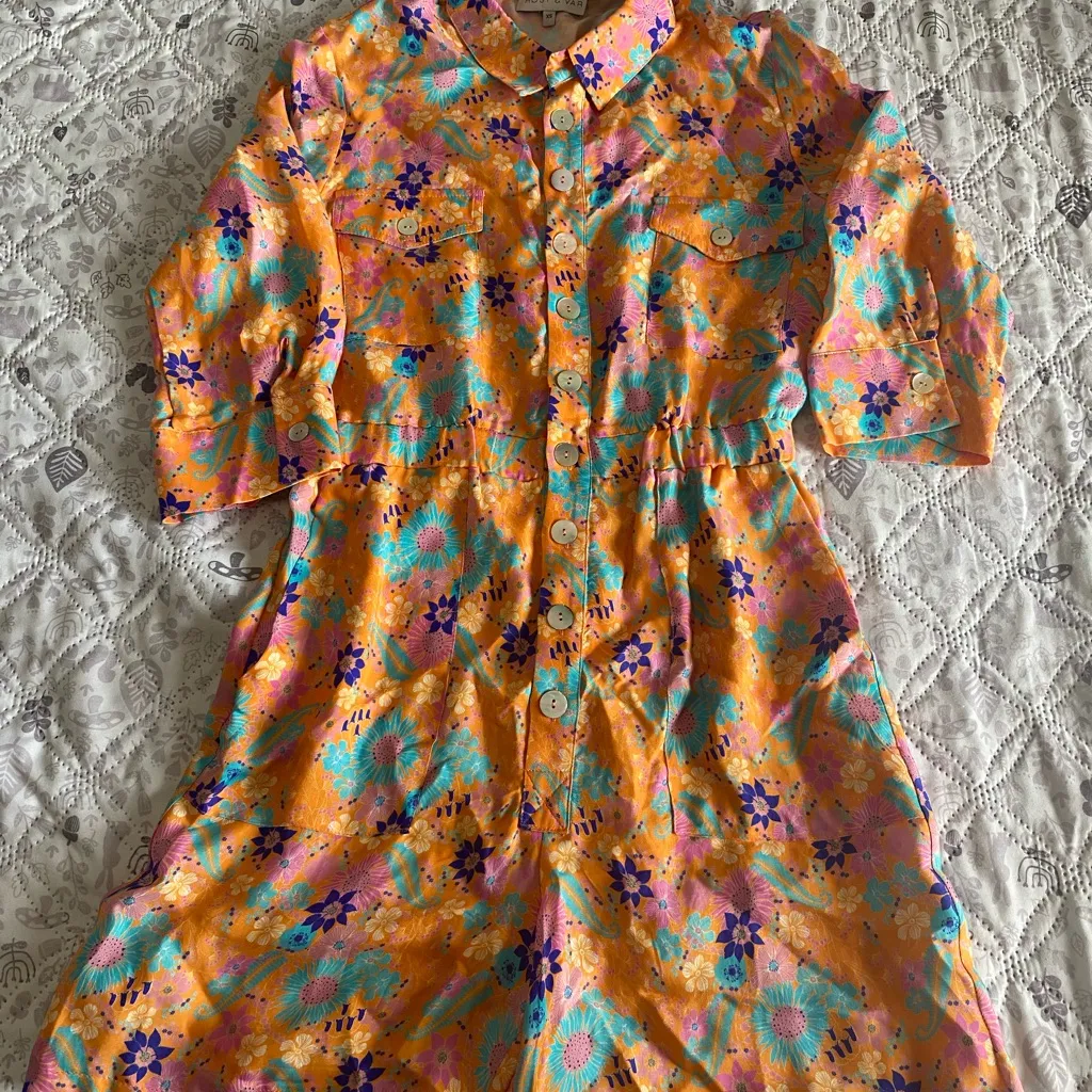 Host and Vast Floral Button Up Jumpsuit size XS Orange - Image 5