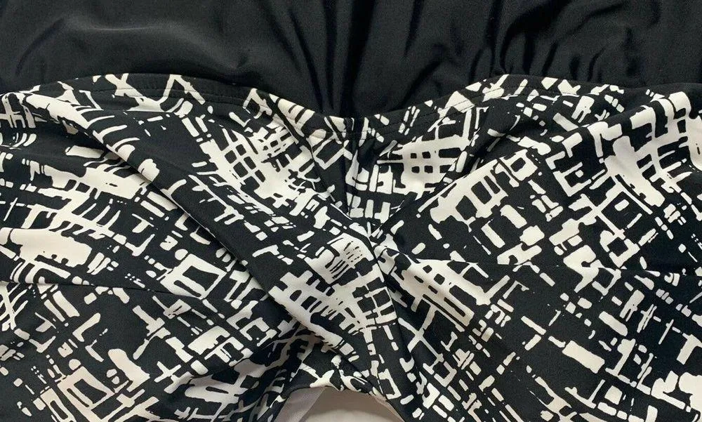 NEW Fresh Water One Piece Removable Strap Skirted Swimsuit Slimming Black 30W - Image 8