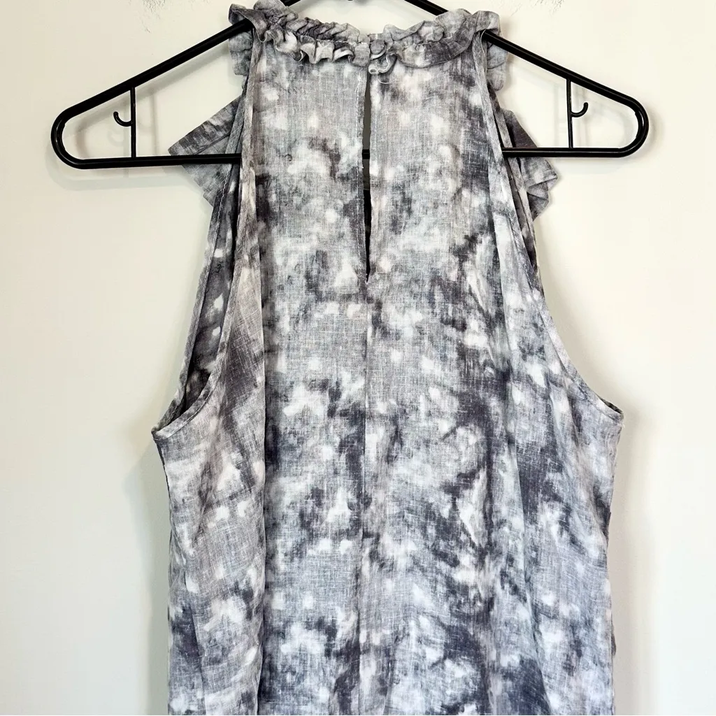 Marina Luna Marble Gray Ruffle Linen Blend Tank Top - Image 6