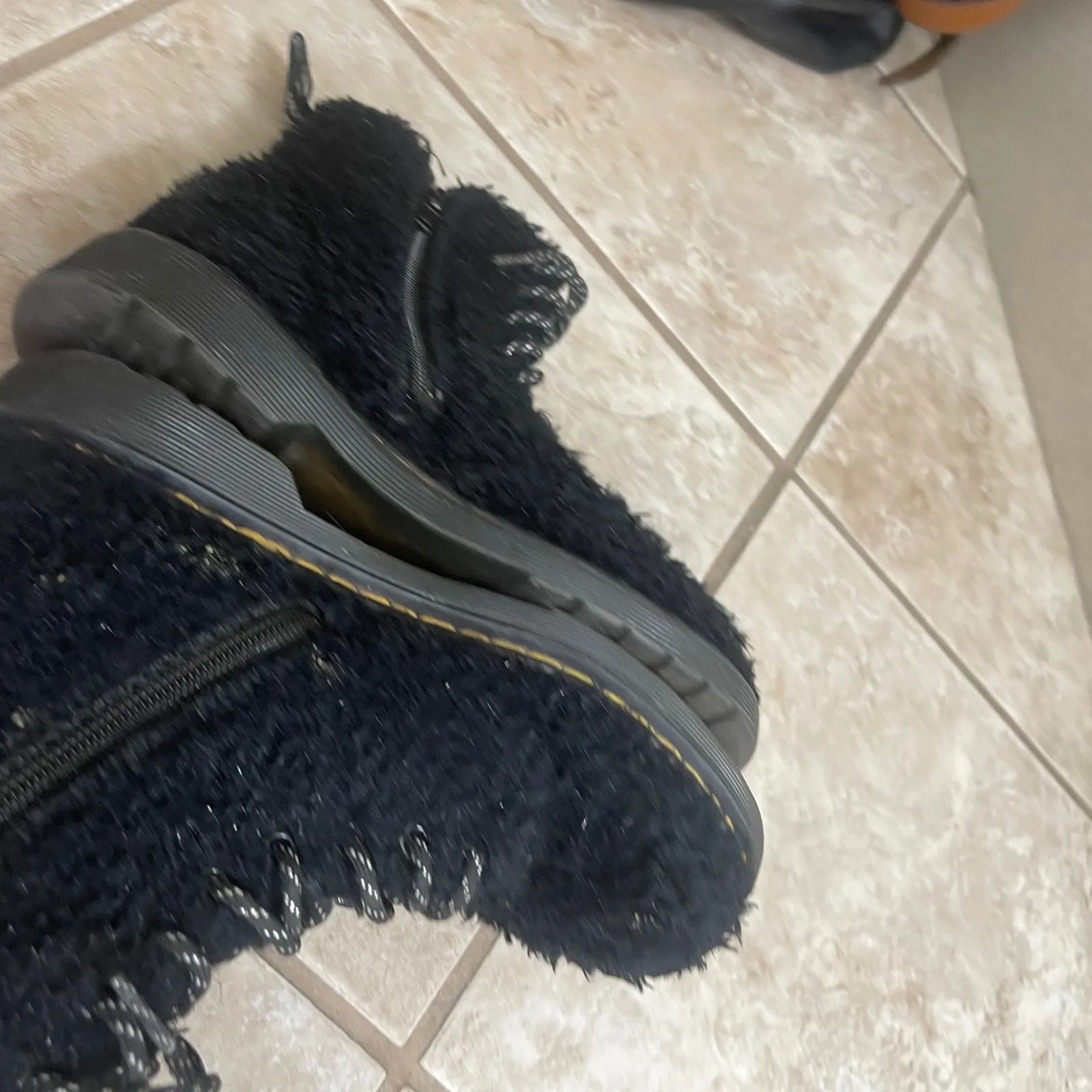 Dr Martens Pascal Furry Fleece Black Combat Boots Women US 5 / men 4/UK 3 4 - Image 7