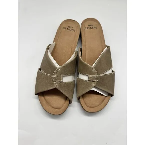 NWB Earth Origins Lexi Sandals Women's 9.5M Sedona Brown Suede Flats - Image 2