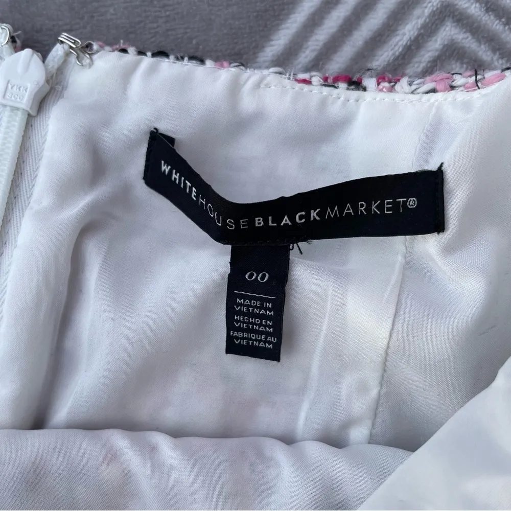 White House Black Market Metallic Pink Brocade Tweed High Waisted Pencil Skirt - Image 5