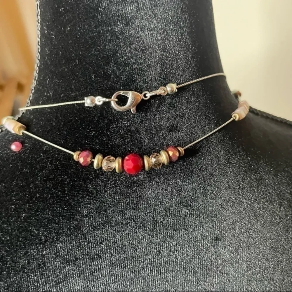 Van Heusen Beaded 40” Long Layering Necklace Turquoise and Burgundy Stones - Image 4