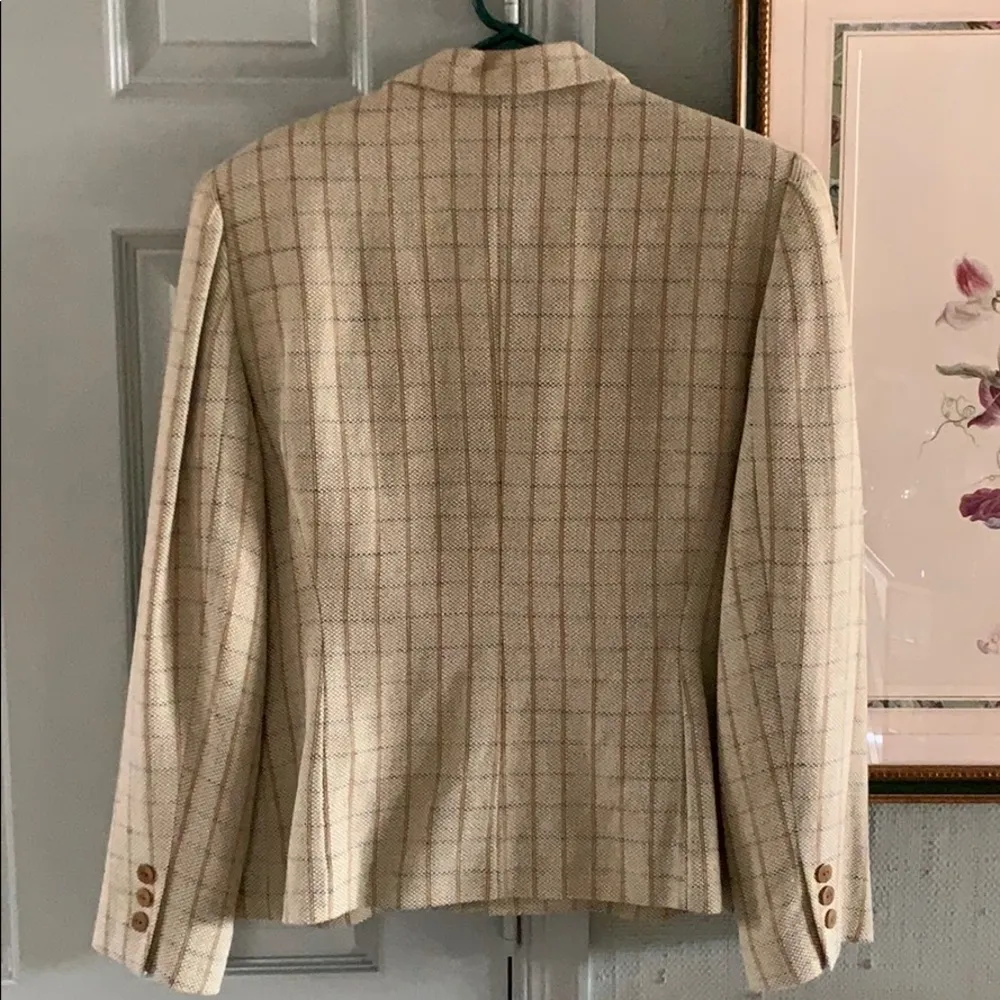 Burberry blazer light green plaid with brown/blk Size 12 - Image 4