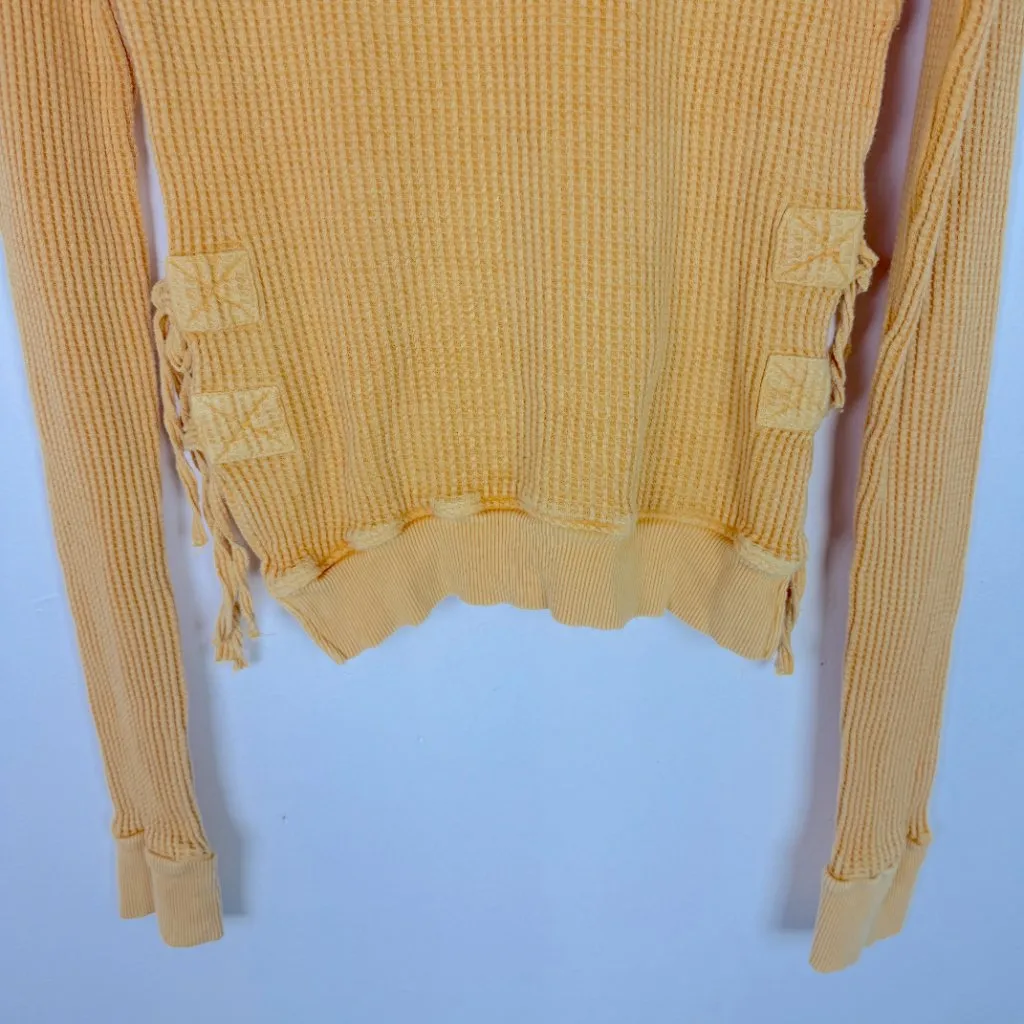 Free People Interlaken Cropped Thermal Waffle Knit Long Sleeve Top Size Small S - Image 11