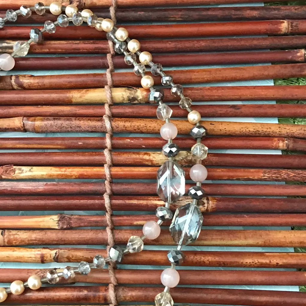 White House Black Market Glass & Faux Pearl Long Necklace - Image 5