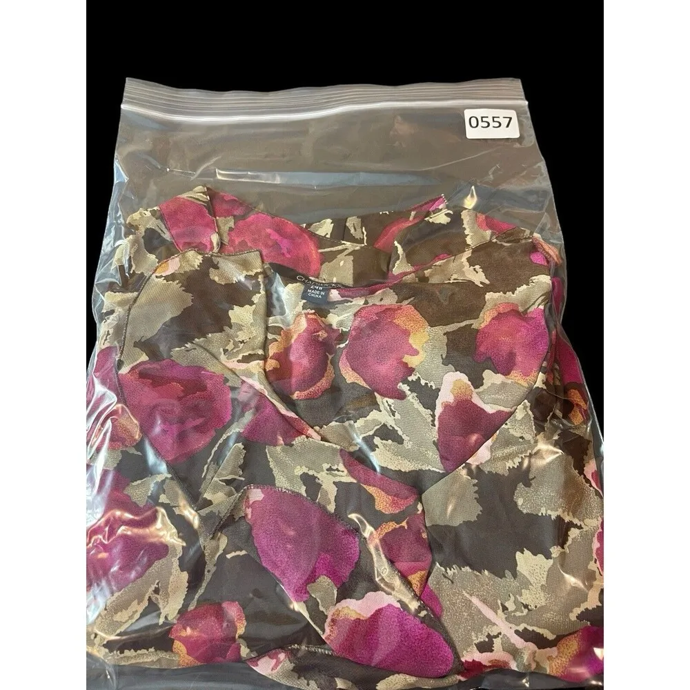 Chadwick’s Long Sleeve Pink Brown Floral Ruffle V-neck Top 24W - Image 5