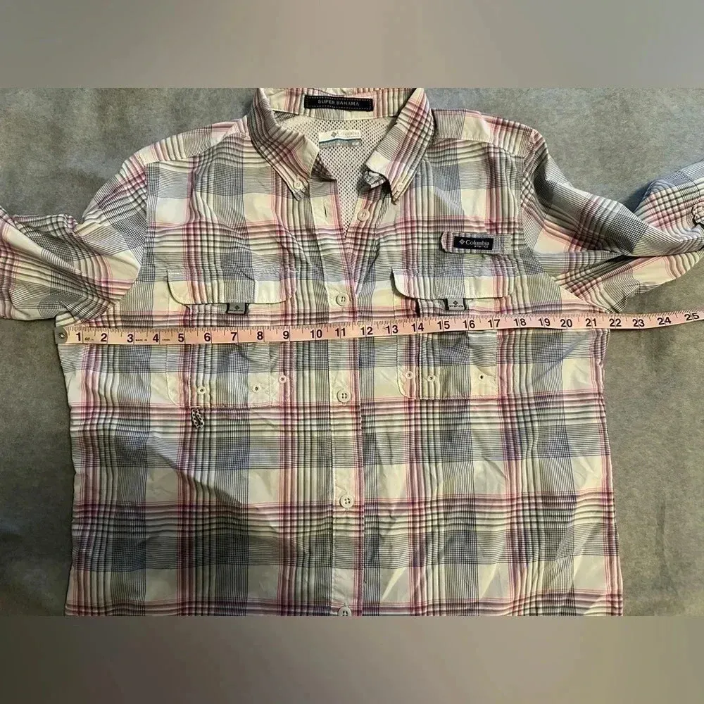 Columbia pink and blue button up long sleeve size M - Image 4