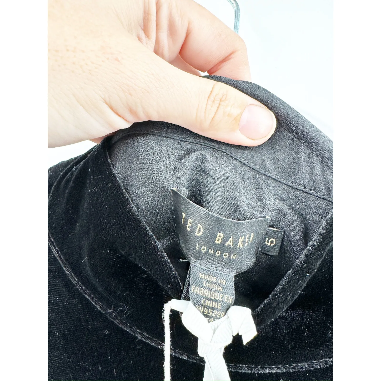 Ted Baker London Ozma Black Velvet Long Sleeve Yoke Top Size US 12 NWT - Image 6