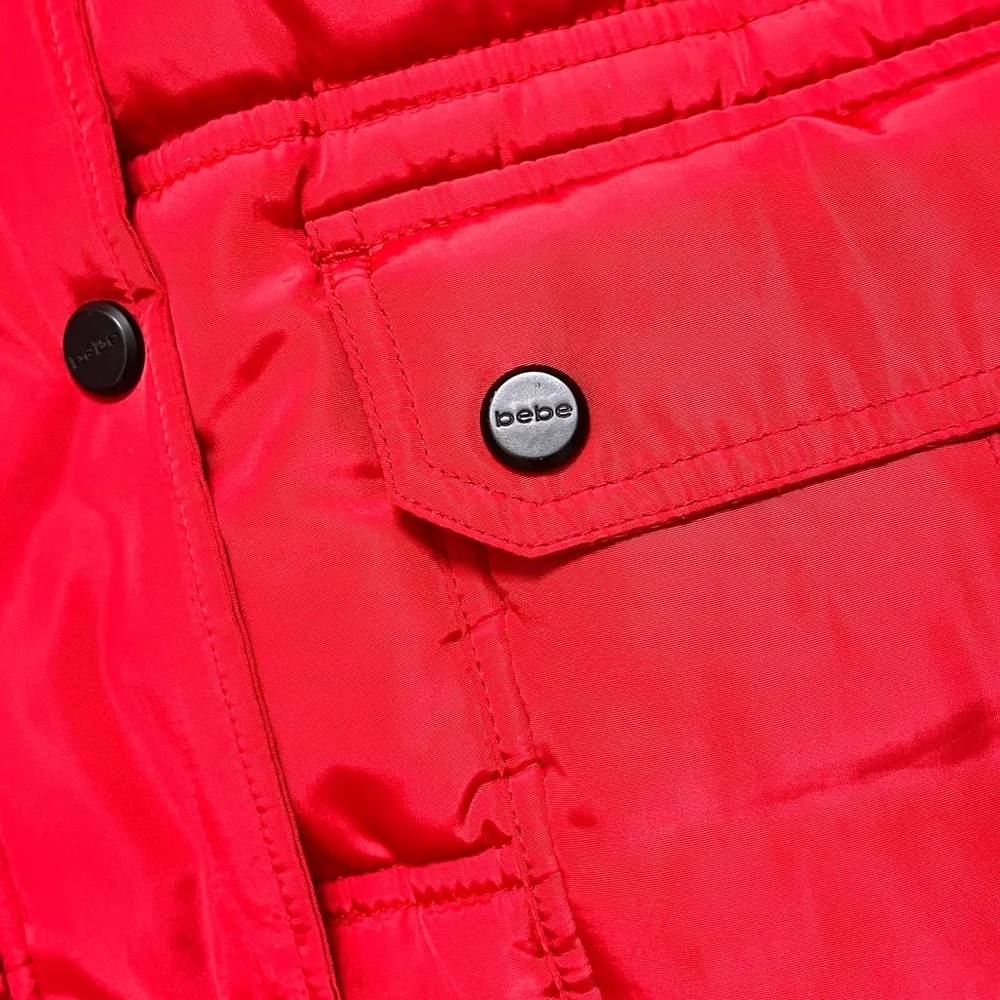 Bebe Puffer Coat Jacket Red Black Sequins S Small - Image 8