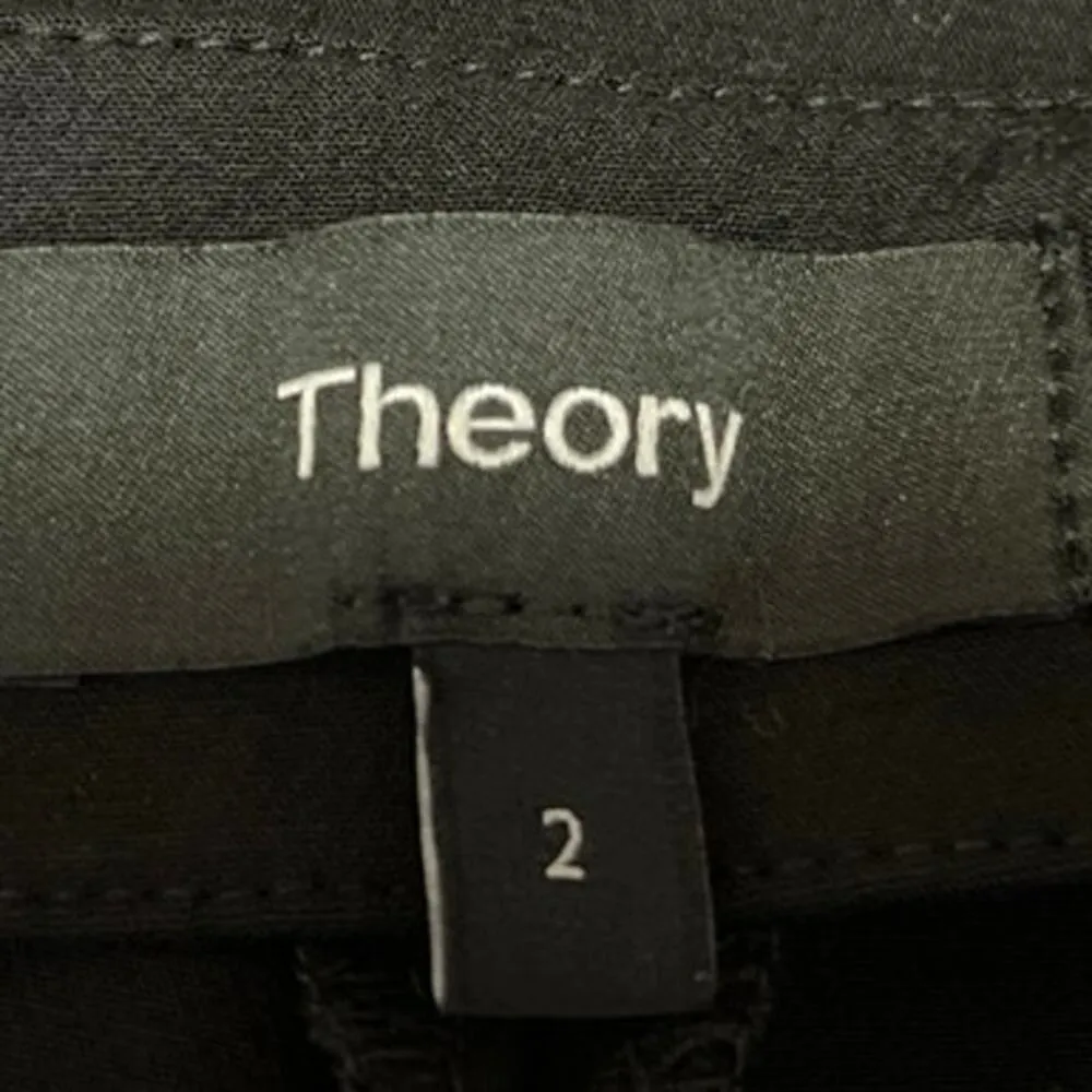 Theory Women's Black Skinny Straight Mid Rise Zipper Trousers Dress Pants Size 2 - Image 4