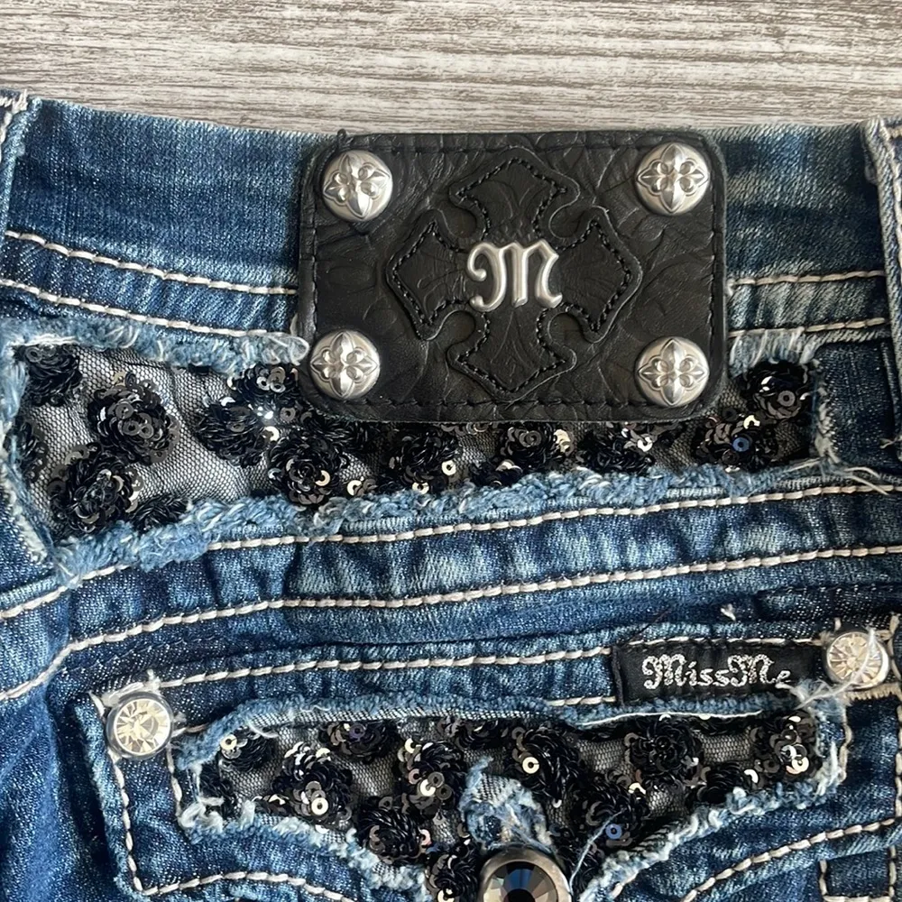 Miss Me Dark Wash Sequins Jeans - Image 5