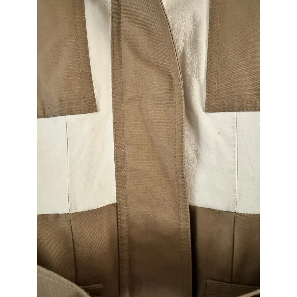 Theory Macaire Genuine Lamb Leather and Cotton Canvas Jacket Sz Medium Utility - Image 8