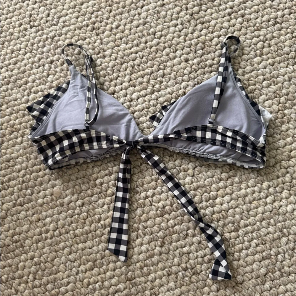 O'Neill Black and White Checkered Bikini Top Size L - Image 3