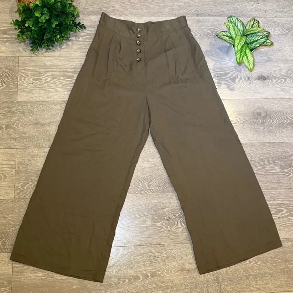 Socialite NWT Wide Leg Olive Green High Waist Pants Size XL Tencel Pockets - Image 6