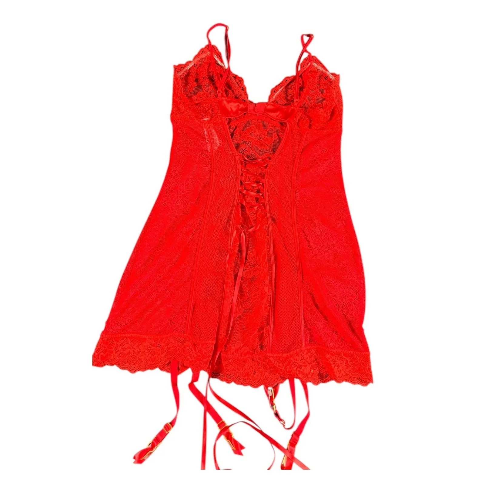 Victoria's Secret Red Lace Corset Garter Straps Lingerie M coquettecore - Image 3