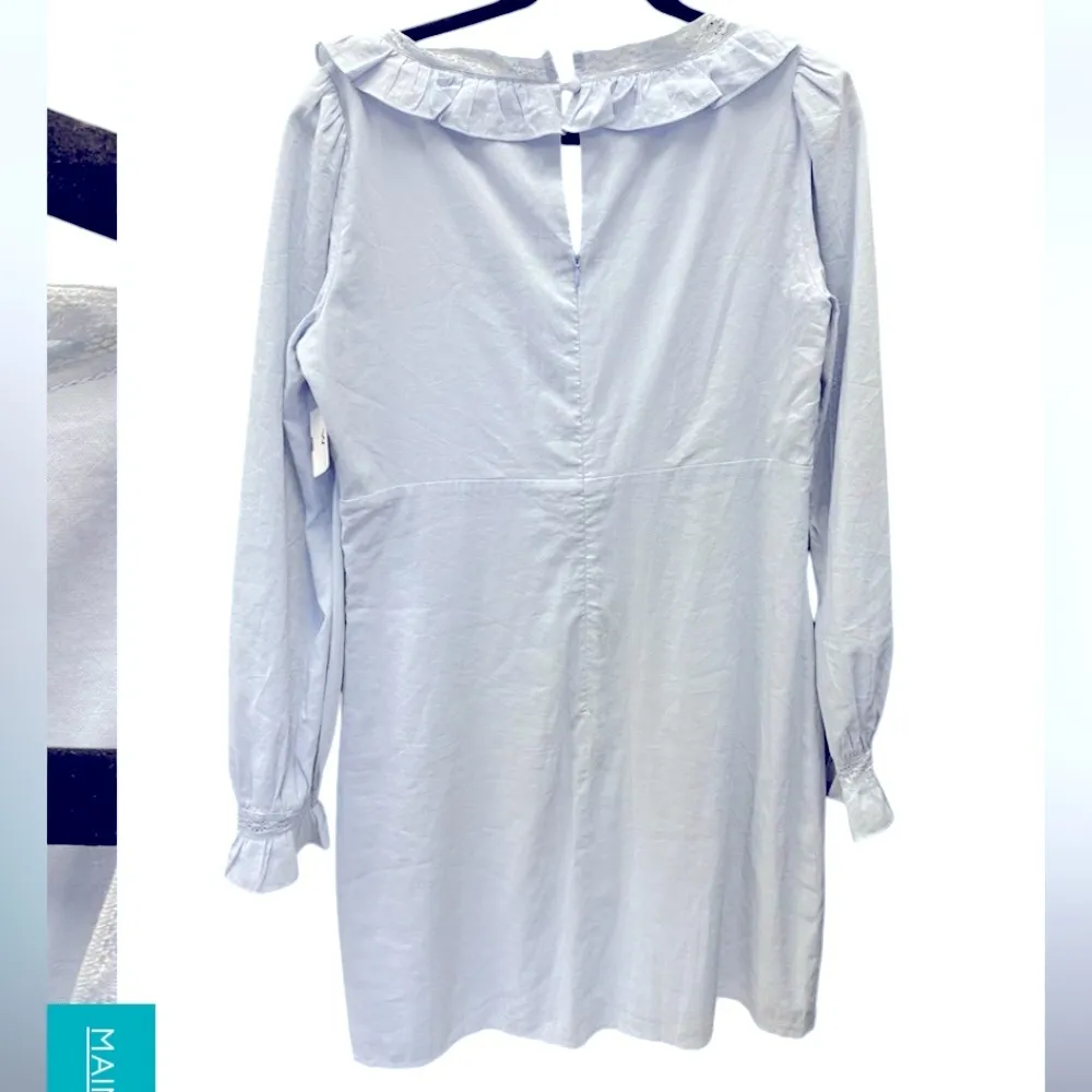 Reformation Burke Dress Blue Sky Long Sleeve Dress Size 10  summer party formal - Image 5