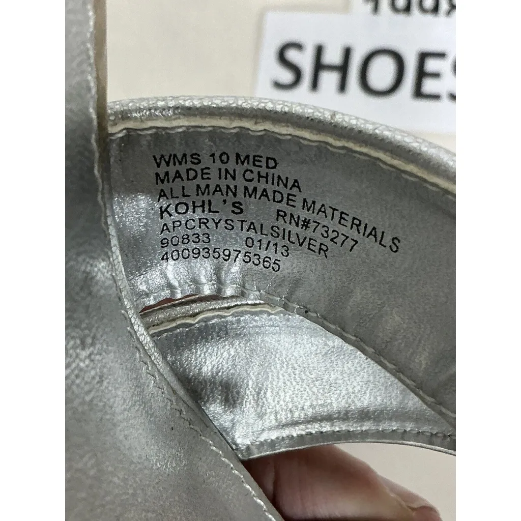 Womans Apt 9 Kohls Open Toe Strappy High Heel Pump Sandal 10 M Silver - Image 8