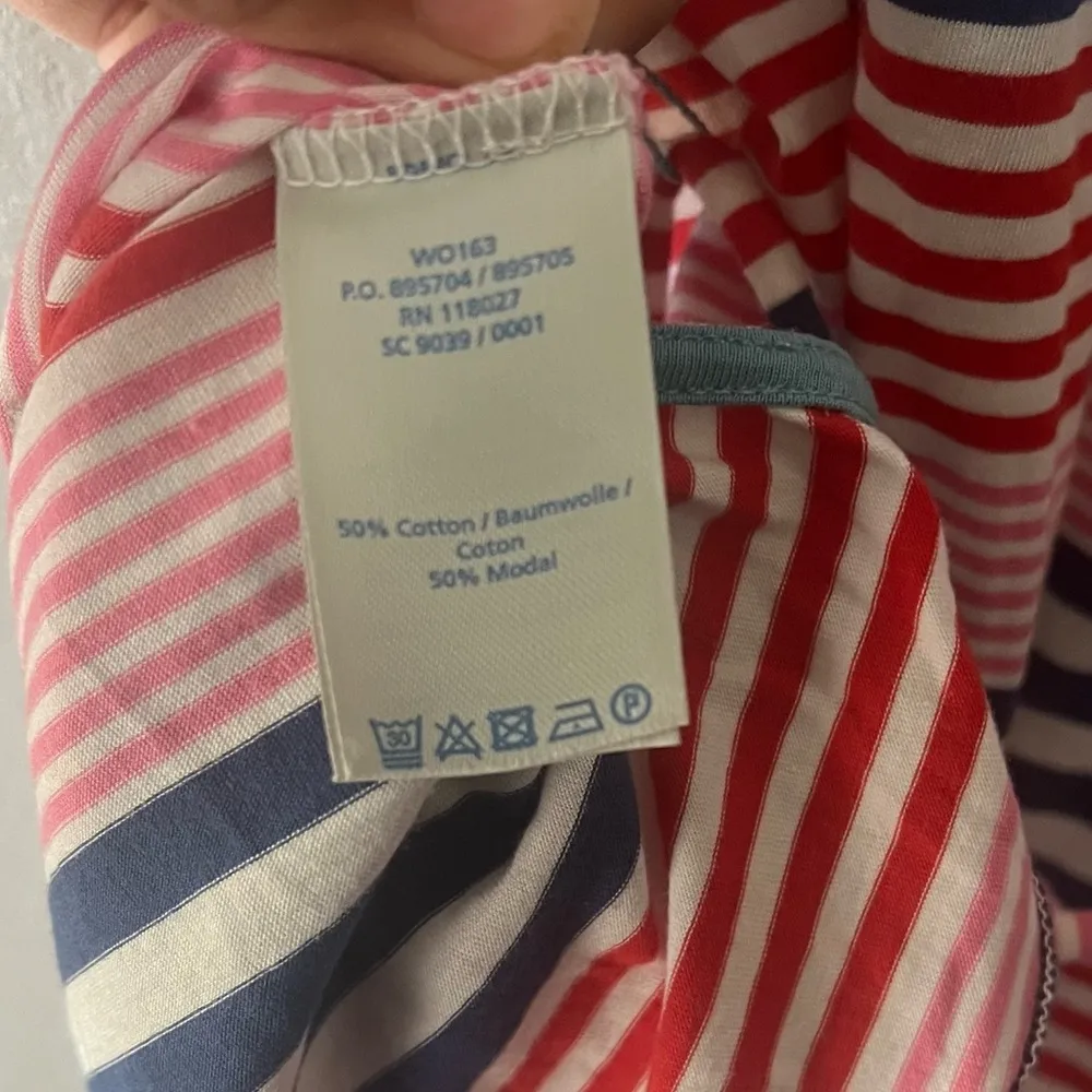 Boden Adriana Striped Cap Sleeve Wide Neck Belted Jersey Knit Mini Dress Size M Blue Size M - Image 8