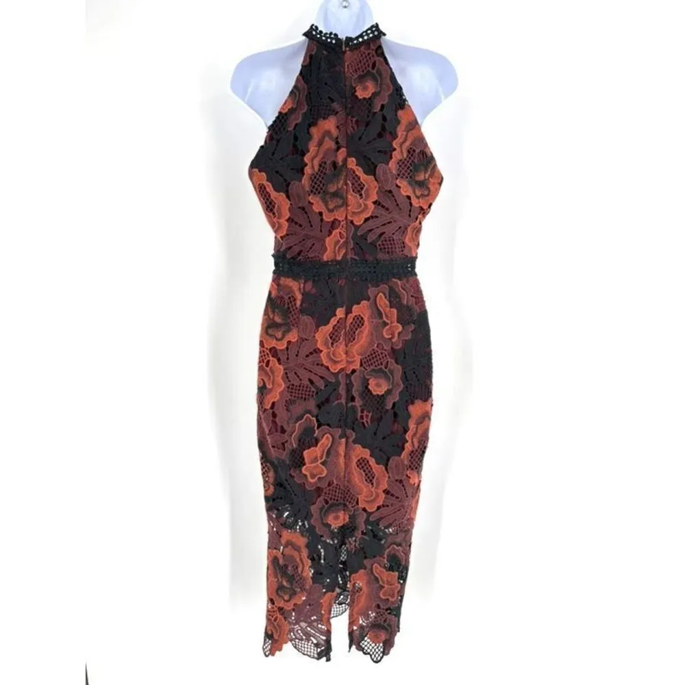 Alexia Admor Womens Lined Sleeveless Lace Midi Sheath Dress Burgundy Black Small - Image 5