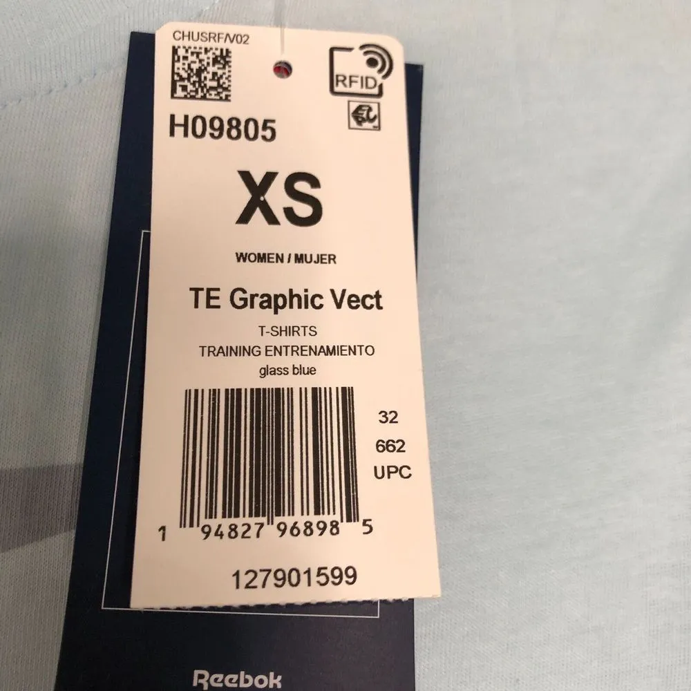 Reebok Womens Shirt XS Blue Tee Graphic Vect Crew Neck‎ Short Sleeve Top NWT - Image 9