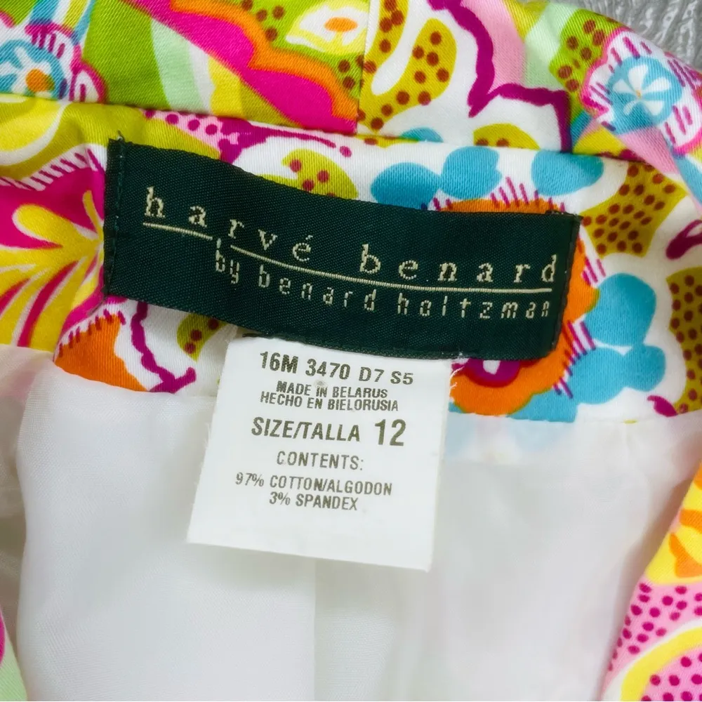 Harve Benard Womens Lined Blazer Multicolor Cotton Blend Jacket Sz 12 shirt top - Image 5