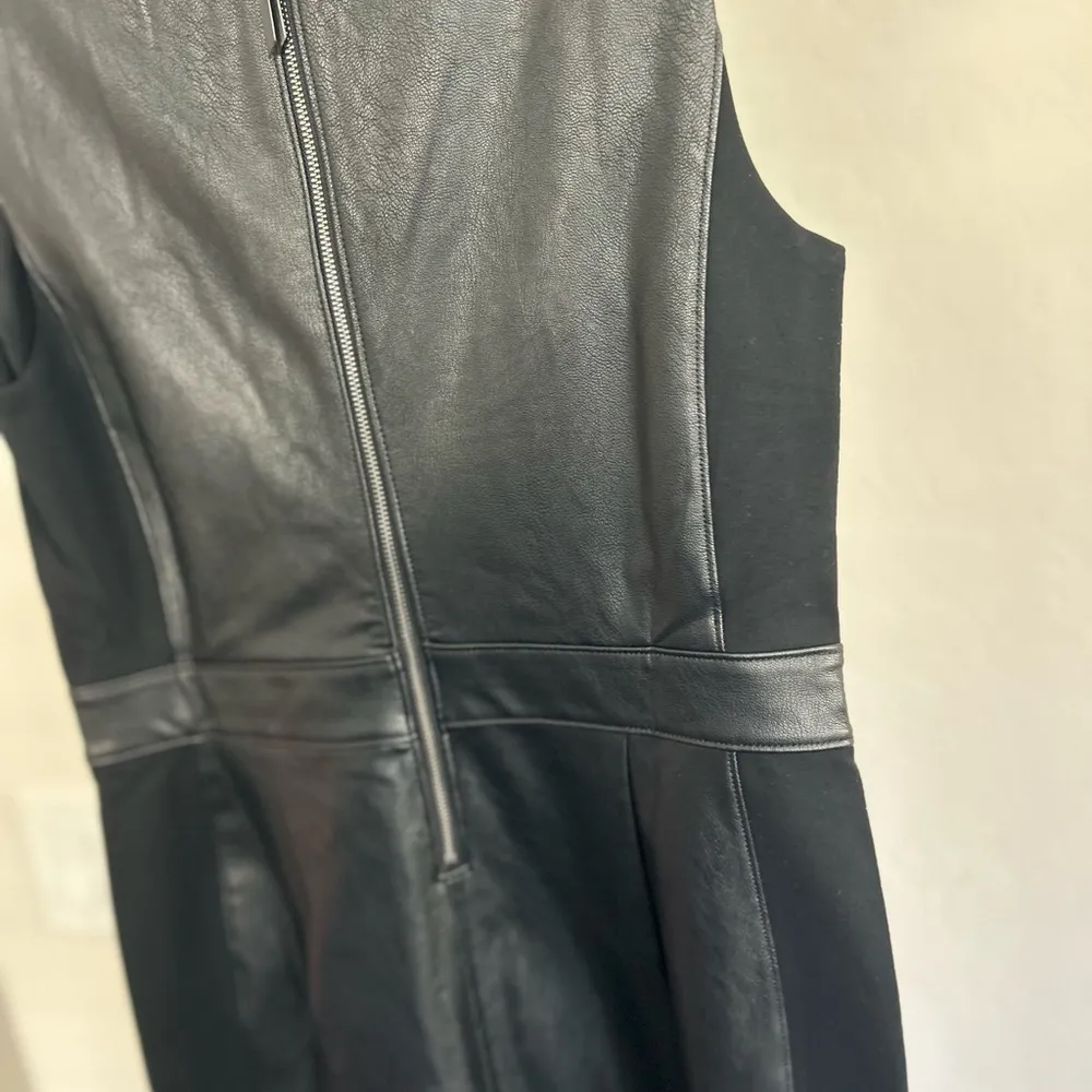 Vegan Leather Combo Fitted Dress Classic Black Medium NWT - Image 8
