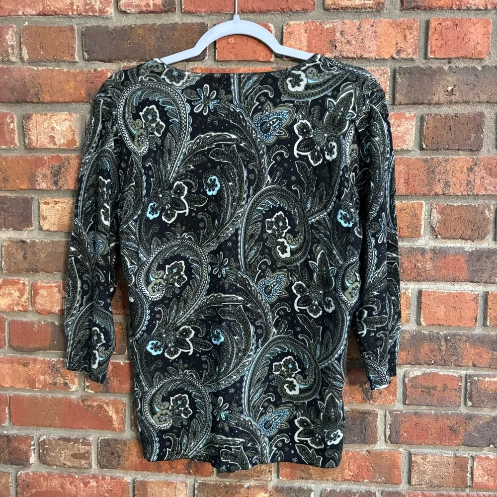 CB Established 1962 womens paisley v neck top black Small - Image 5