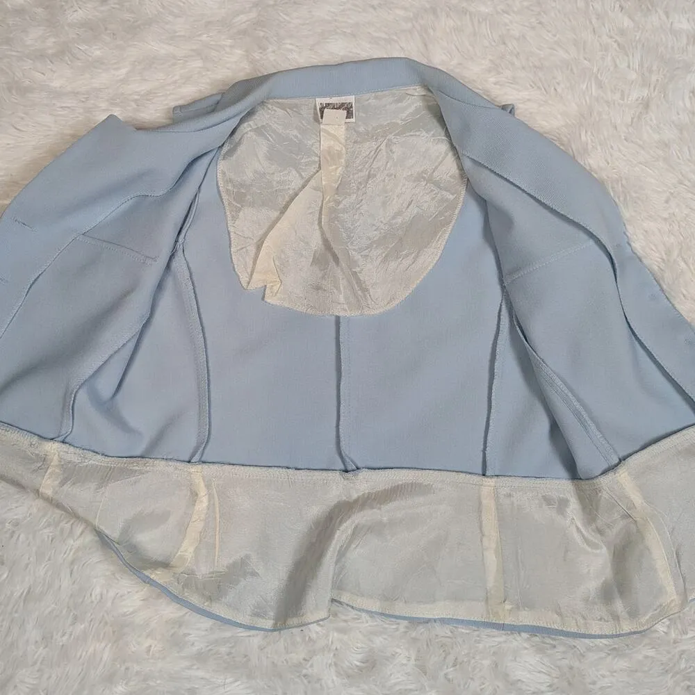 90s Mystic Collared Button Front Vest Peplum Waist Light Blue Size Large - Image 6