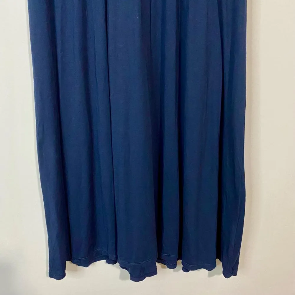 L.L. Bean Women’s Sleeveless Plunge Neck Midi Dress Navy Blue Size Medium EUC - Image 3