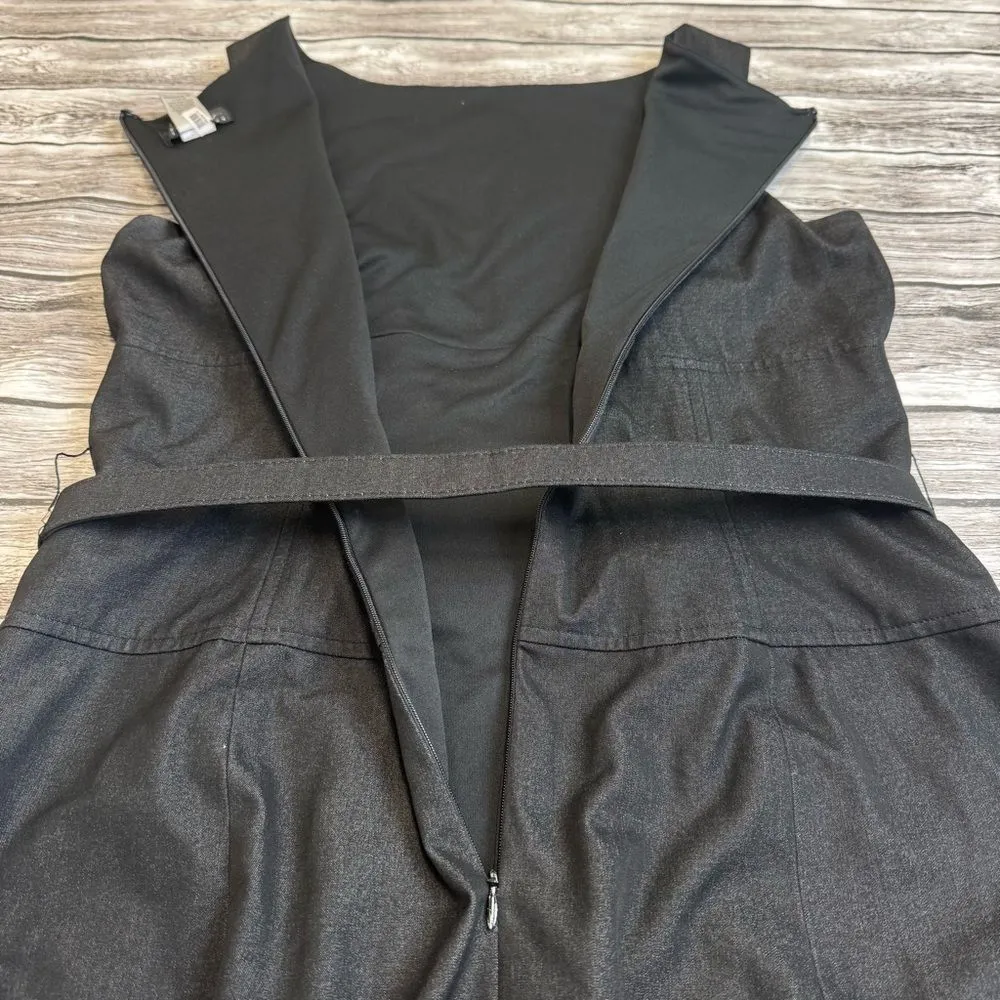 Cache Contour Collection Womens Sleeveless Belted Pencil Dress 12 Dark Grey Gray Gold - Image 5