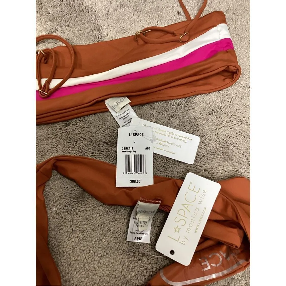 New. L*SPACE Rebel stripe bikini set. L/M. Retails $178 - Image 13