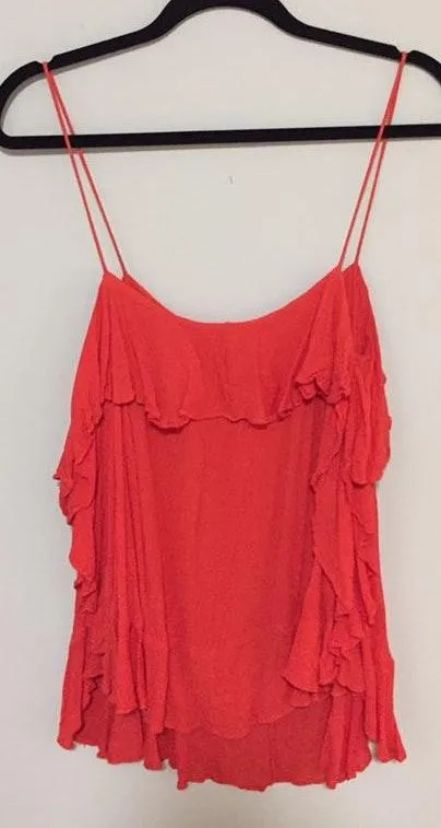 Free People orange ruffle tank top - Image 3