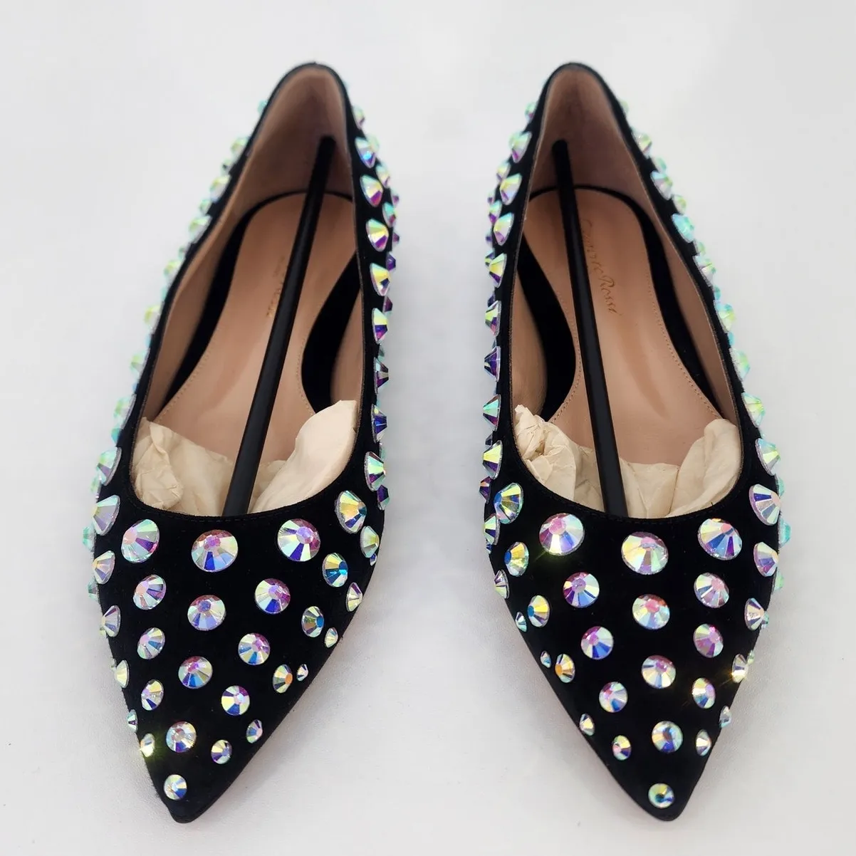 Gianvito Rossi Spectra Pump 05 Black Crystal-Studded Flats Women’s Size 37 - Image 4