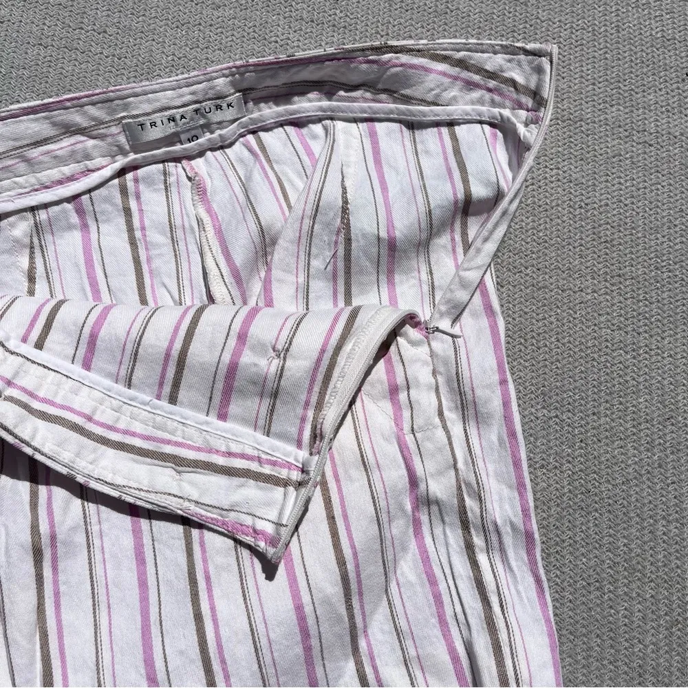 Trina Turk Striped Linen Blend Sailor Button High Waisted Shorts Size 10 - Image 5