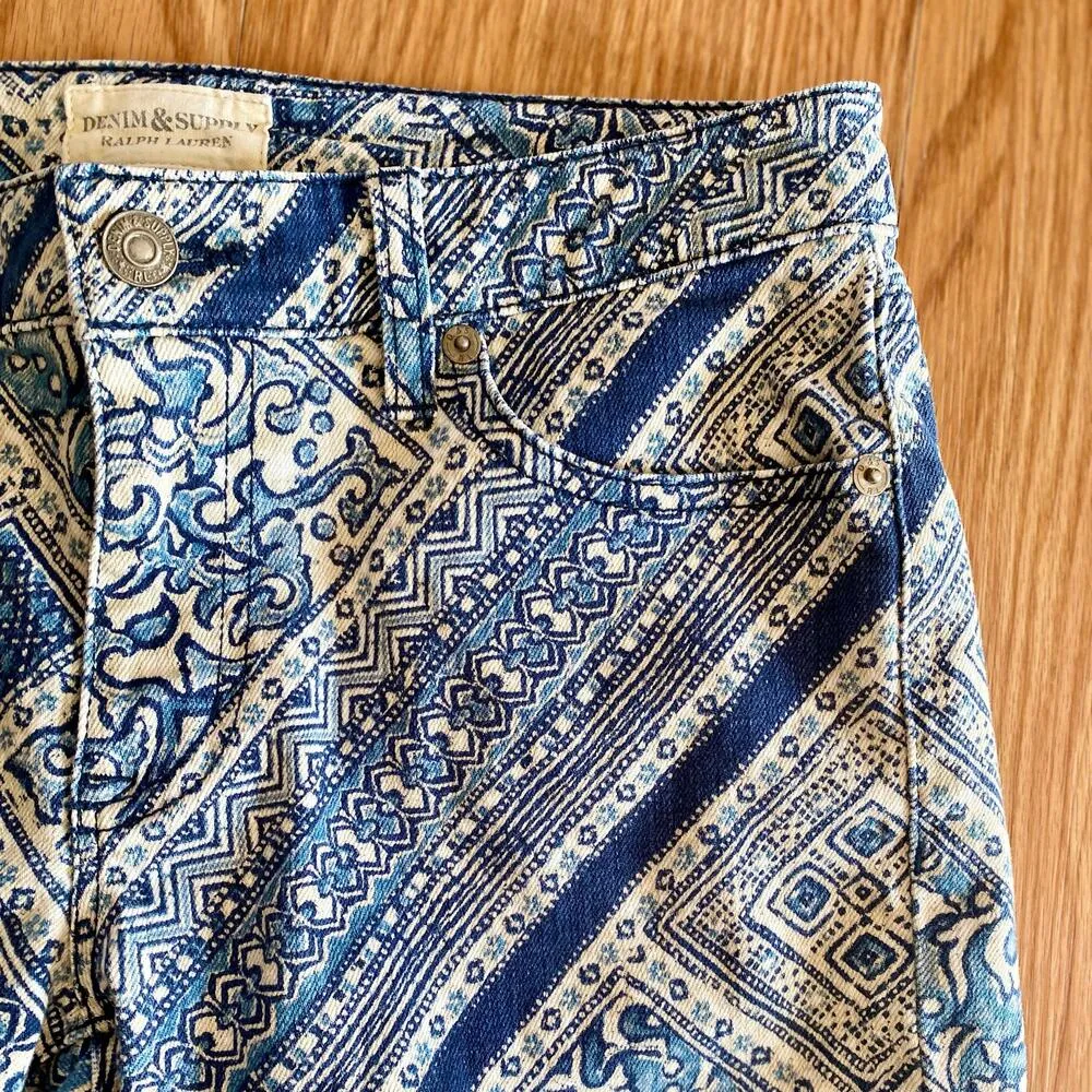 Ralph Lauren Denim & Supply Blue Paisley Maximalist Jeans Pants Womens 28 - Image 6
