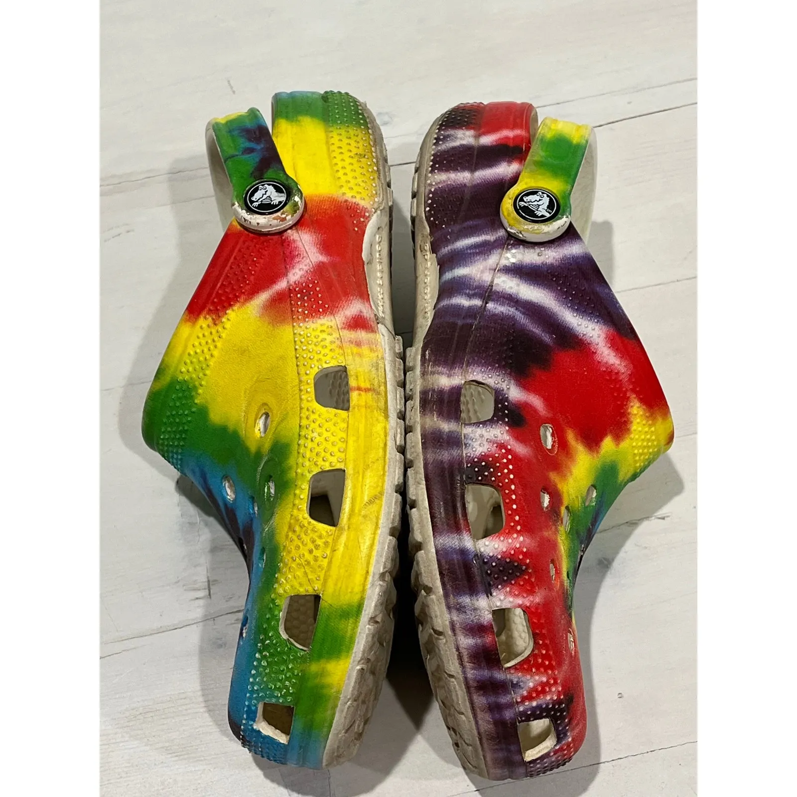 Crocs Tie Dye Classic Clogs Rainbow Multi Color Size M6 W8 - Image 6