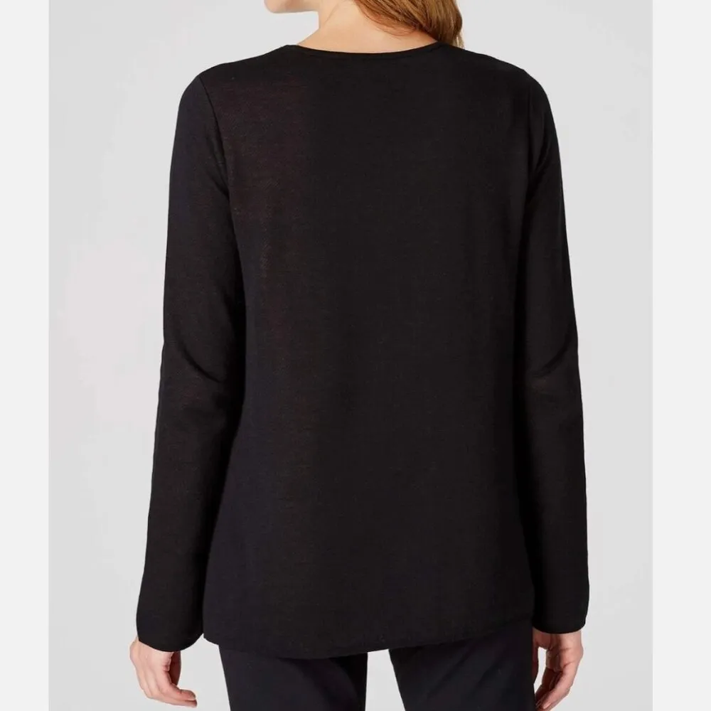 J. JILL Embroidered Floral Jacquard Pullover Sweater Black Multi Cotton Boho XS - Image 4