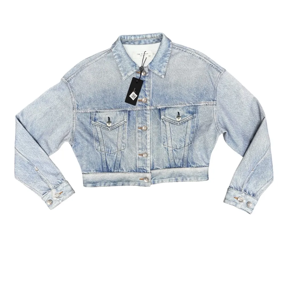 NEW Rag & Bone Miramar Cropped Trucker Jacket Tulip Blue XS - Image 5