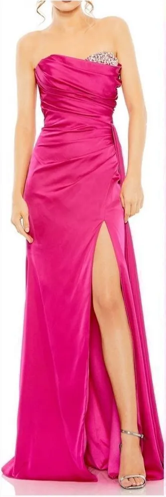 Mac Duggal Pink 2211 STRAPLESS EMBELLISHED SWEETHEART NECKLINE SATIN GOWN - Image 2