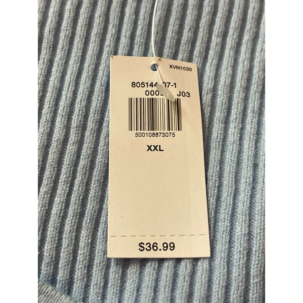 Old Navy Light Blue Ribbed Sweetheart Neckline Long Sleeve Sweater XXL NWT - Image 5