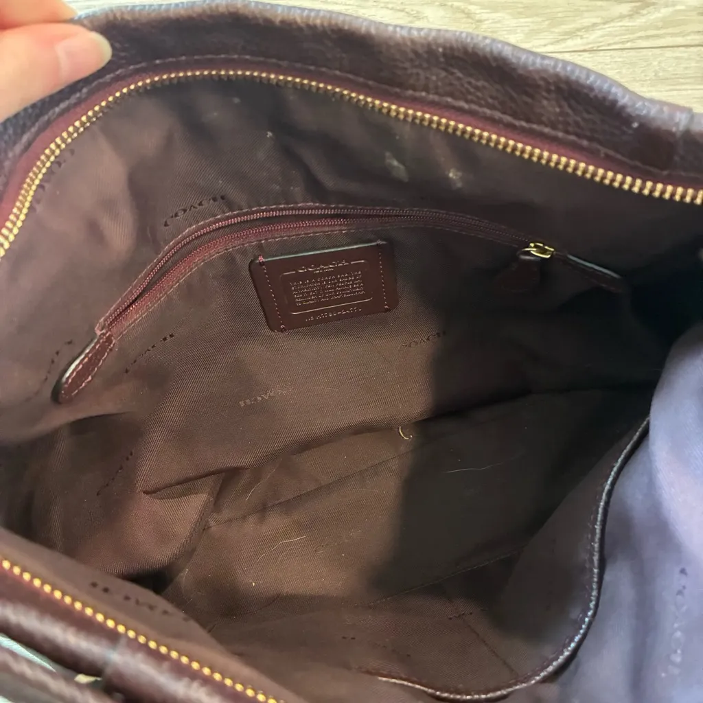 Coach 24770 Scout Satchel Hobo Crossbody Handbag Pebble Leather Wine Purple - Image 9