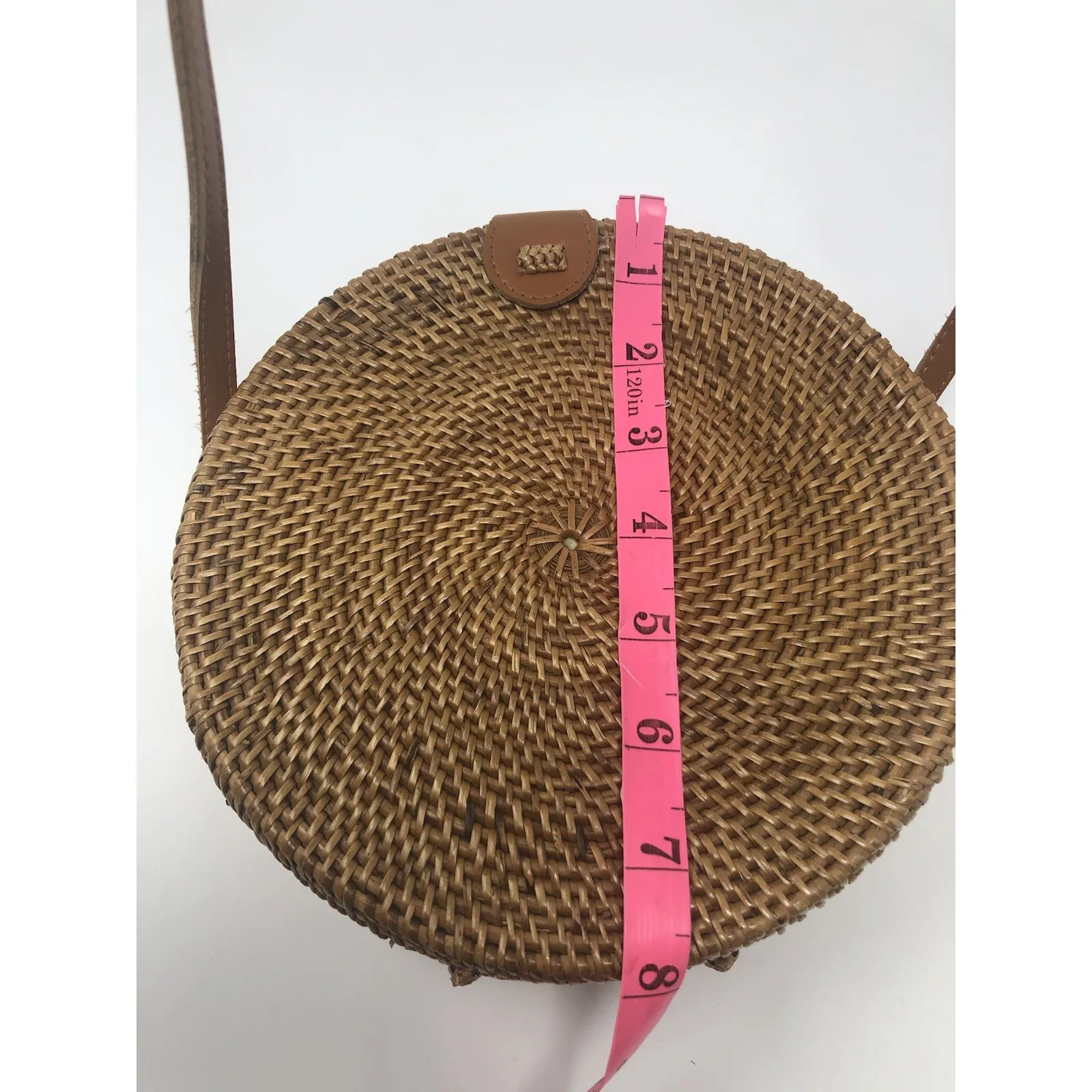 Round Wicker Straw Rattan Bag Women's Hand Woven‎ Shoulder Purse - Image 7