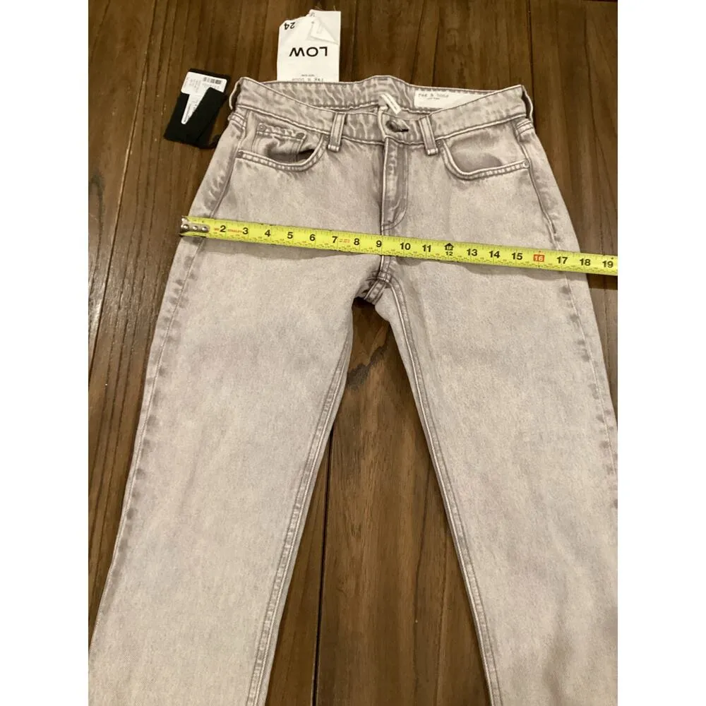 Rag & Bone Gray Dre Low Rise Slim boyfriend Raw Hem Jeans nwt 24 - Image 4